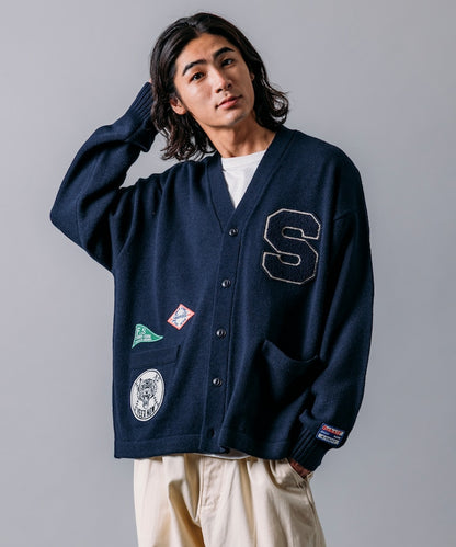 FREAK'S STORE Relaxed Fit Lettered Knit Cardigan 刺繡徽章字母針織開襟衫