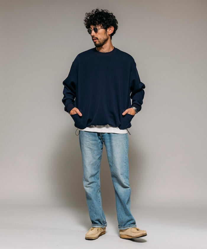 Firsthand 側邊口袋圓領抽繩大學T