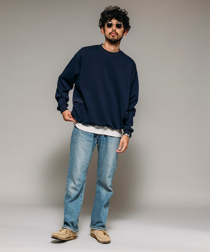 Firsthand 側邊口袋圓領抽繩大學T