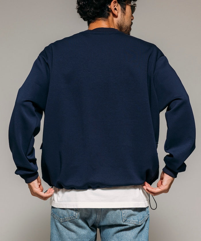 Firsthand 側邊口袋圓領抽繩大學T