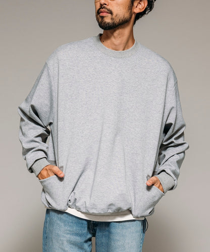 Firsthand 側邊口袋圓領抽繩大學T