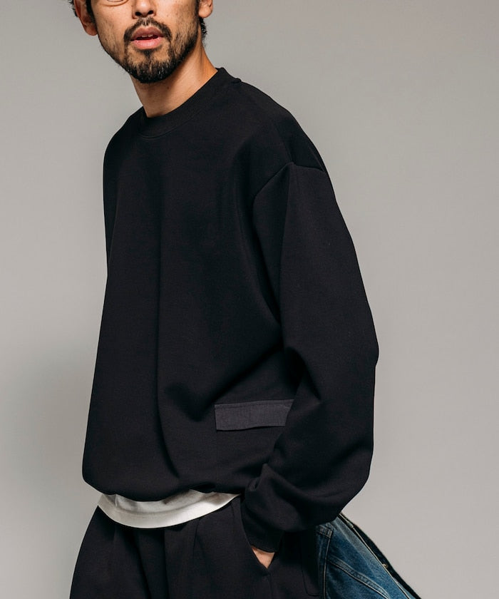 Firsthand 側邊口袋圓領抽繩大學T