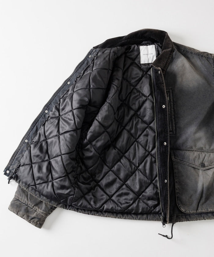 FREAK'S STORE Collar corduroy switching cotton nylon Blouson 燈芯絨領拉鍊夾克