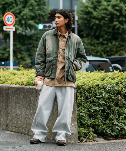 FREAK'S STORE Collar corduroy switching cotton nylon Blouson 燈芯絨領拉鍊夾克