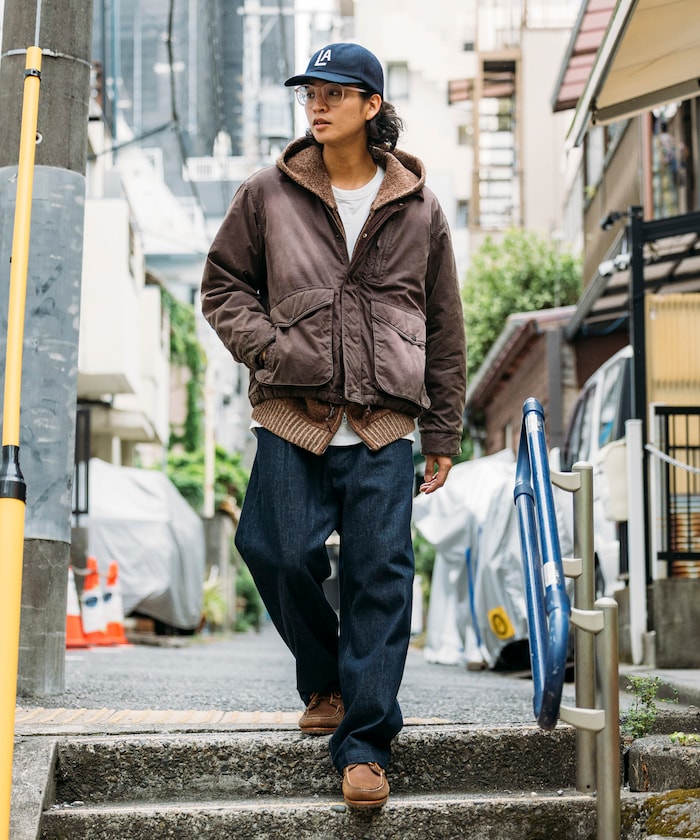 FREAK'S STORE Collar corduroy switching cotton nylon Blouson 燈芯絨領拉鍊夾克