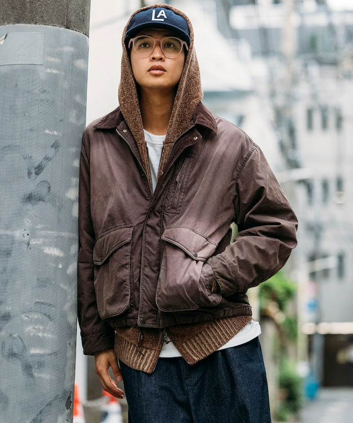 FREAK'S STORE Collar corduroy switching cotton nylon Blouson 燈芯絨領拉鍊夾克