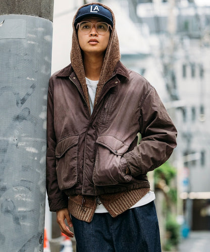 FREAK'S STORE Collar corduroy switching cotton nylon Blouson 燈芯絨領拉鍊夾克