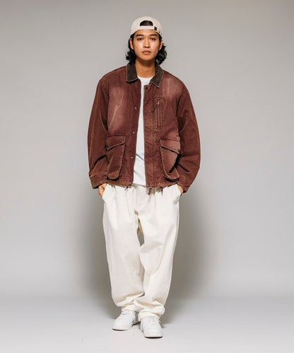 FREAK'S STORE Collar corduroy switching cotton nylon Blouson 燈芯絨領拉鍊夾克