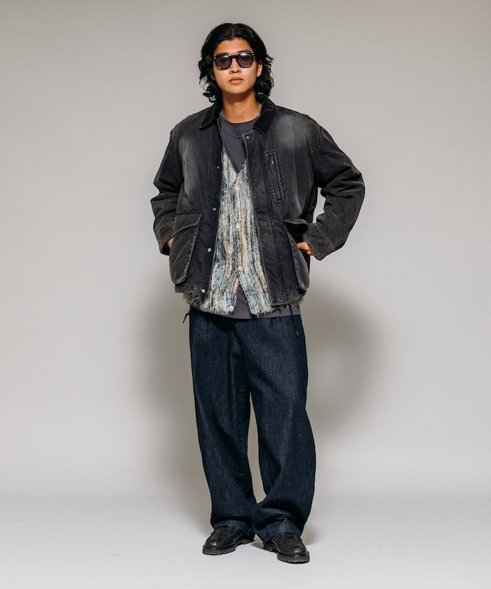 FREAK'S STORE Collar corduroy switching cotton nylon Blouson 燈芯絨領拉鍊夾克