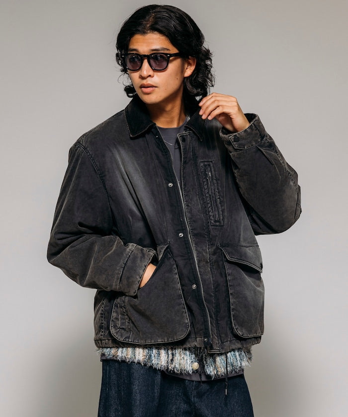 FREAK'S STORE Collar corduroy switching cotton nylon Blouson 燈芯絨領拉鍊夾克