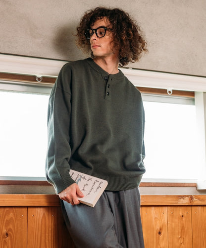 FREAK'S STORE Relax Fit Easy-Care Washable Henley Knit 亨利領長袖針織衫【預約商品 | 2025/12上旬出貨】